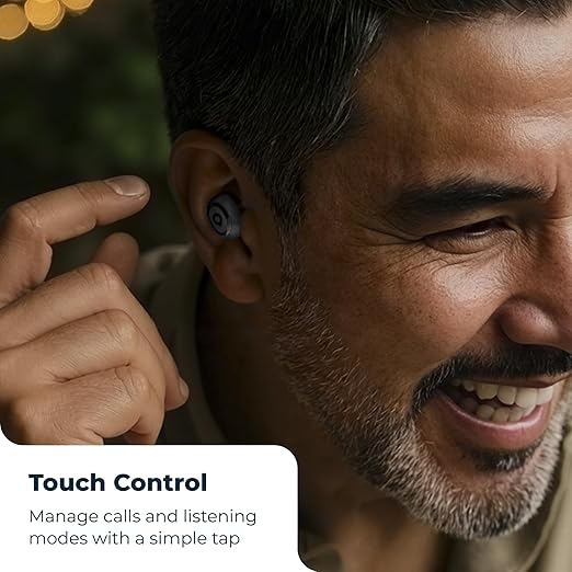 Lexie H1 OTC Rechargeable Hearing Aid Earbuds for Seniors & Hearing Loss - Active Noise Cancelling - Bluetooth Streaming from iOS & Android Devices - Includes Charging Case with up to 45 Hours of use