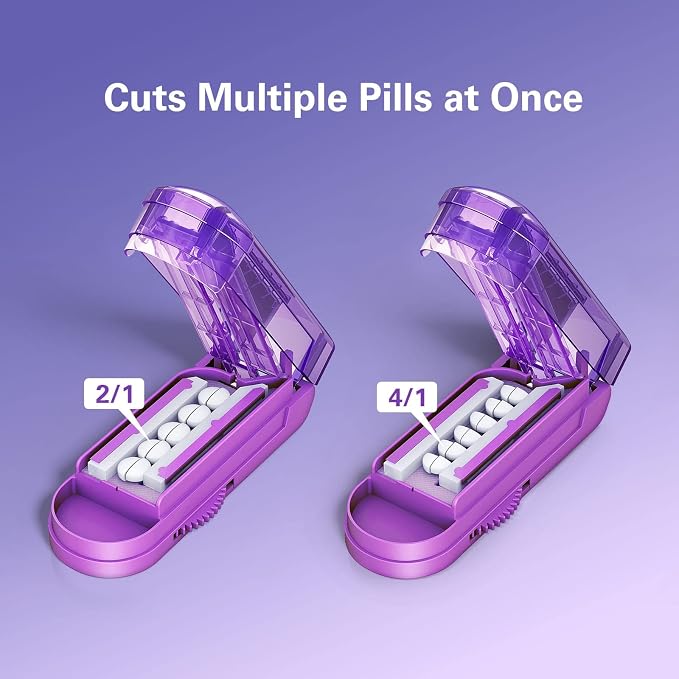 DEPAD Pill Cutter Splitter for Small and Tiny Pills, Pill Splitter for Cutting Multiple Pills with Adjustable Bars & Hidden Blade, Safely Cuts Small or Large Tablets for Seniors & Pets