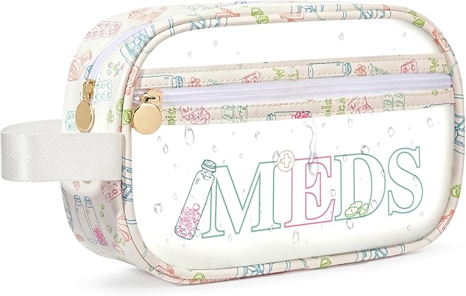 COSHAYSOO Clear MEDS Bag Medicine Travel Case Pill Pouches for Traveling Small Medication Organizer Purse for Women Teen Girls, Car Emergency Medicine Kit Accessories Airplane Park Trip Essentials