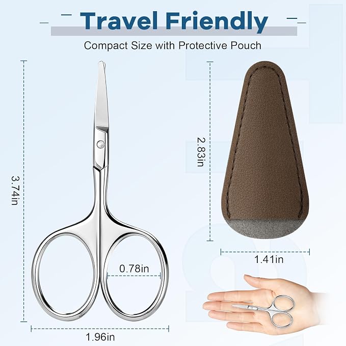 Hdama Nose Hair Scissors, Safety Blunt Tip, Facial Ear Grooming, Men Women | Small compact design for trimming eyebrow, mustache, and beard. Suitable for men and women.