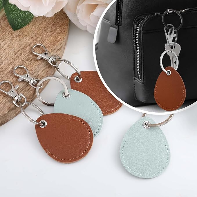 Psyqtsuary Leather Key Fob Holder, 4 Pcs PU Leather Keychain Key Holder for Keychain General Keys Fob, for Keys ID Keys Cards
