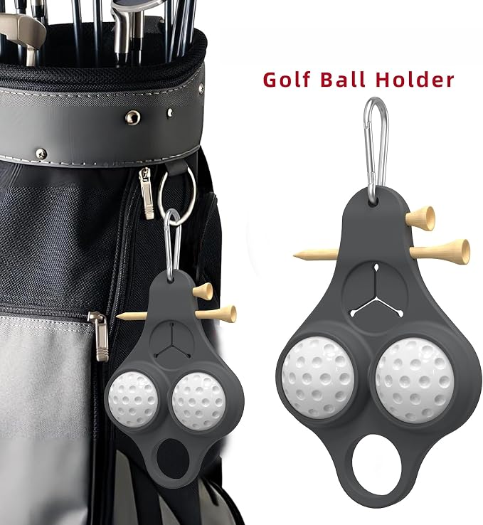 Stroke & Distance Silicone Golf Ball Holder – Golf Ball Caddie, Clip‑On Golf Bag Accessory for Balls, Tees, Keys & Towels, Durable Multi‑Use Organizer