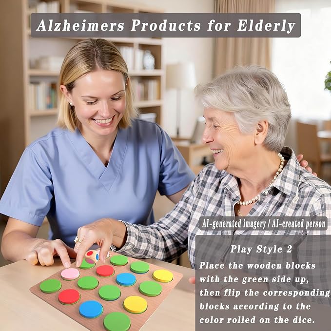 Dementia Activities & Games for Seniors | Colors Match-Up Puzzles Gifts & Wooden Alzheimers Products for Elderly Adults