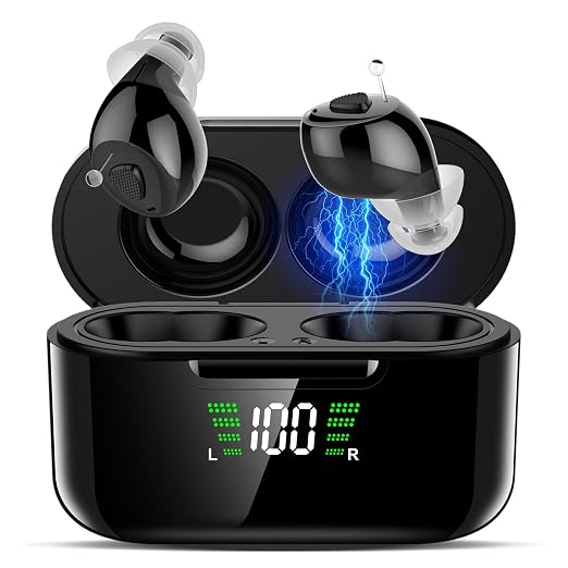 Ultra 32-Channel Digital OTC Hearing Aids for Seniors & Adults | AI noise cancel, 100+hrs battery, Superior sound, Invisible in-ear amp, Rechargeable, Auto on/off – for mild to moderate loss