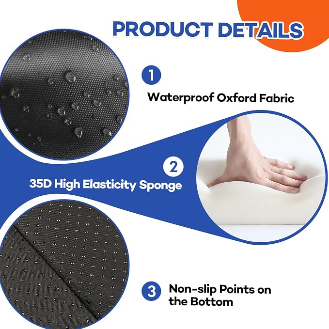 JZHLLA Foldable Fall Protection Mat for Elderly Blue Waterproof Non Slip Floor Mats with High-Resilience Foam 72 * 24 * 2 Inch Bedside Floor Mats for Elderly, Handicap, Senior(Black)