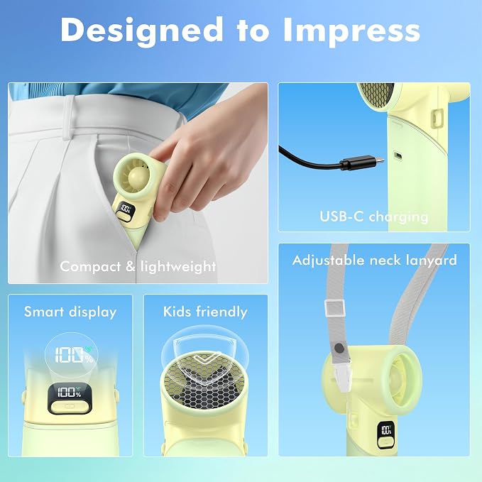AMACOOL Portable Handheld Turbo Fan丨5 Speed Foldable Hand Fans丨Max 20 Hours Runtime丨Rechargeable Mini Pocket Cooling Fan for Travel, Outdoor Activities, Gifts for Women