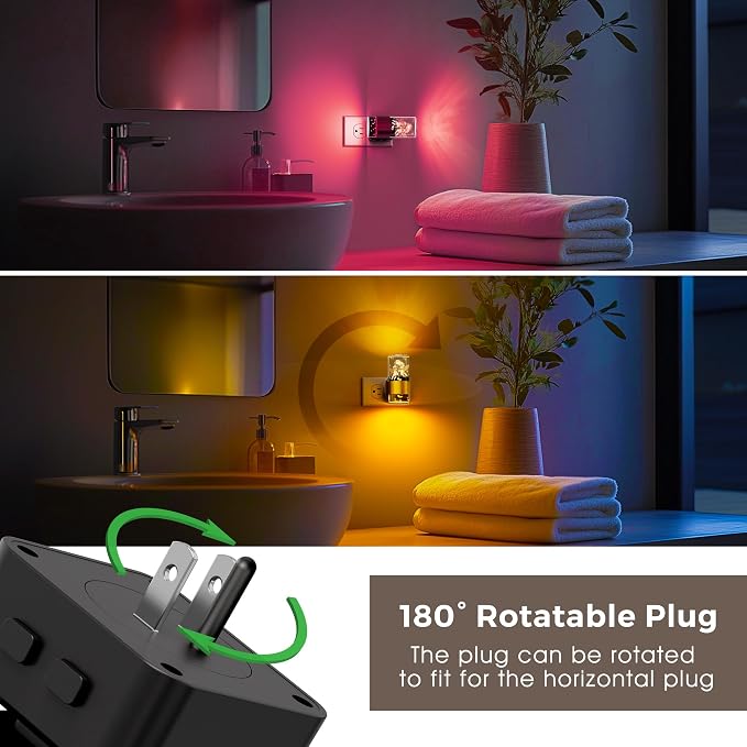 L LOHAS LED Night Lights Plug into Wall, Dusk to Dawn Sensor Nightlight | 9 Colors Changing, Adjustable Brightness, Acrylic Decorative Night Lights for Bathroom, Wedding, Birthday Gift