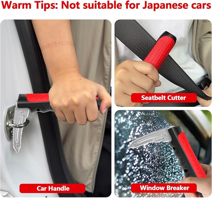 Kaiedos Car Door Handle for Elderly, 3-in-1 Car Handle Assist for Seniors, Portable Auto Cane Vehicle Support Handle, 500 lbs Capacity, Non-Slip Door Assist Bar (Red)
