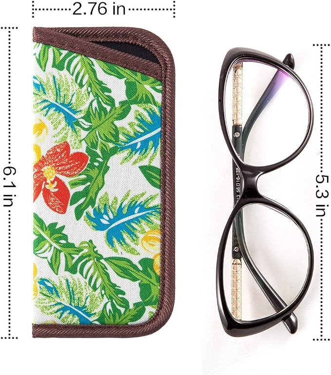 TRIUMPH VISION Reading Glasses Pouch Eyeglass Sleeve Soft Case Slim 3 Pack | Alternative to Bulky Case Lightweight，Neoprene Lined Padded Protect Optical lens Slip in, Cute Pattern Portable for Daily Use