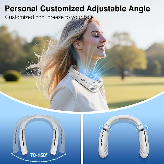 ChillGo Portable Neck Fan - 8400 RPM Enlarged Turbo Airflow - 5200mAh Personal Rechargeable Cooling Wearable Fan - Max 16H, 4 Speeds, Foldable, LED Display - Great Gifts for Men Women - NYC Snowfall