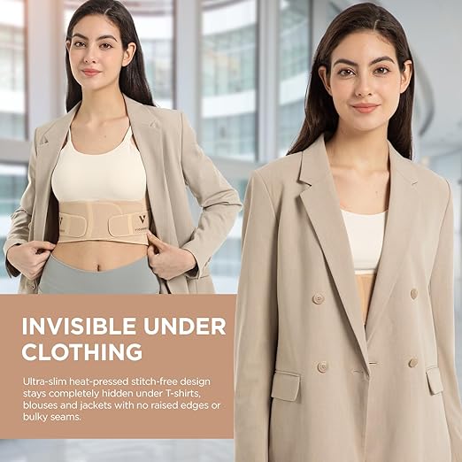 Adjustable Posture Corrector for Women: Invisible Under Clothes - Comfortable Back Support Bra for Upper Back Neck Shoulder Pain Relief - Ideal for Sitting Exercise Daily Wear (Beige Medium)
