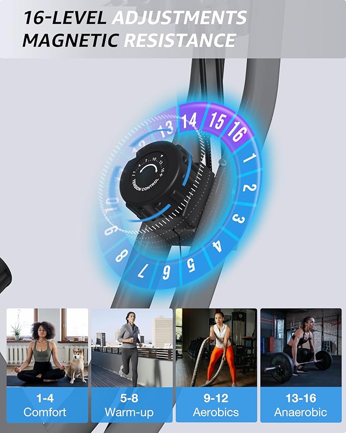 Foldable Exercise Bike for Small Apartments, Stationary Bikes for Home, Indoor Portable Cycling Bike with 16-Level Magnetic Resistance, 260LBS Capacity, 5.5 LBS Flywheel, for Small Space Workout 816