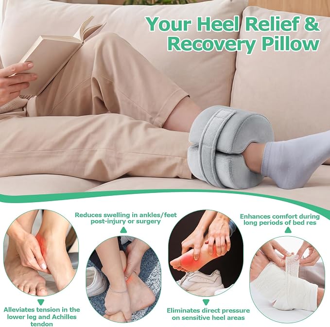 Foot Elevation Pillow, Ankle Pillow for Sleeping with High-Density Foam, Leg Support Pillow to Elevate Feet for Easy Use at Home, Space-Saving Design and Travel-Friendly, Washable Cover, Small 1PC
