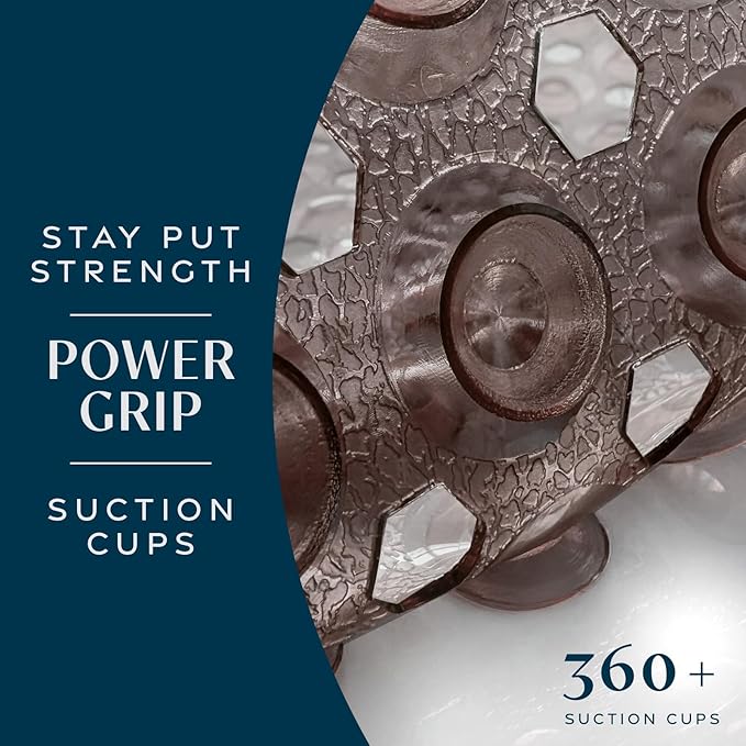 SlipX Solutions Power Grip Bathtub Safety Mat | Precision Grip Technology for Longer, Stronger, & Softer Wet Surface Protection | Clear Bronze 39"x16"
