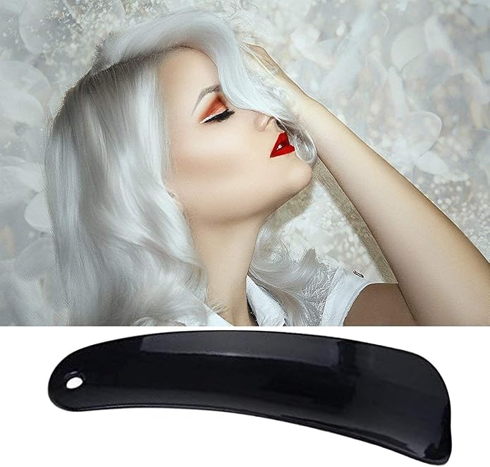 Plastic Shoe Horn,Professional Shoehorn Spoon Shape Shoehorn Flexible Sturdy Slip Shoe Lifter for Men, Women, Kids and Seniors - Black