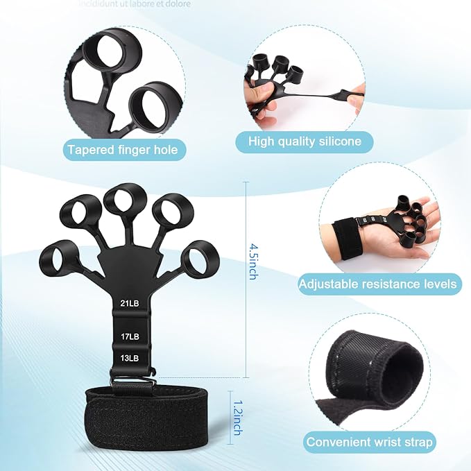 5/10 PCS Grip Strength Trainer Kit, Hand Gripper Strengthener, Forearm Strengthener, Finger Strengthener, Finger Exerciser, Stress Relief Ball,Forearm Workout Ring for Muscle Building and Injury Recover