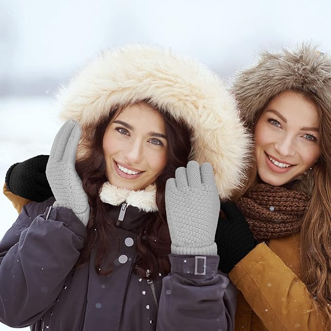 Omisy 4 Pairs Women Winter Gloves Touchscreen Cold Weather Mitten, Christmas Gifts for Adult Stockings Stuffers Mom Wife