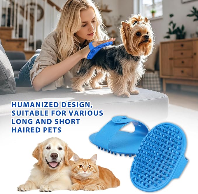 NVNAN Pet Shampoo Brush and Massage Bath Brush | Adjustable silicone shampoo brush for dogs and cats, ideal for bathing, shower scrubbing, massage, and loose hair removal