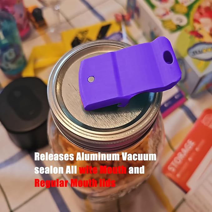 Mason Jar Opener Canning Tool,Canning Jar Opener, Releases Vacuum Seal on Wide Mouth and Regular Mouth Lids,Magnetic Jar Lid Lifter for Canning. Pickling and Home Food Storage (Purple)