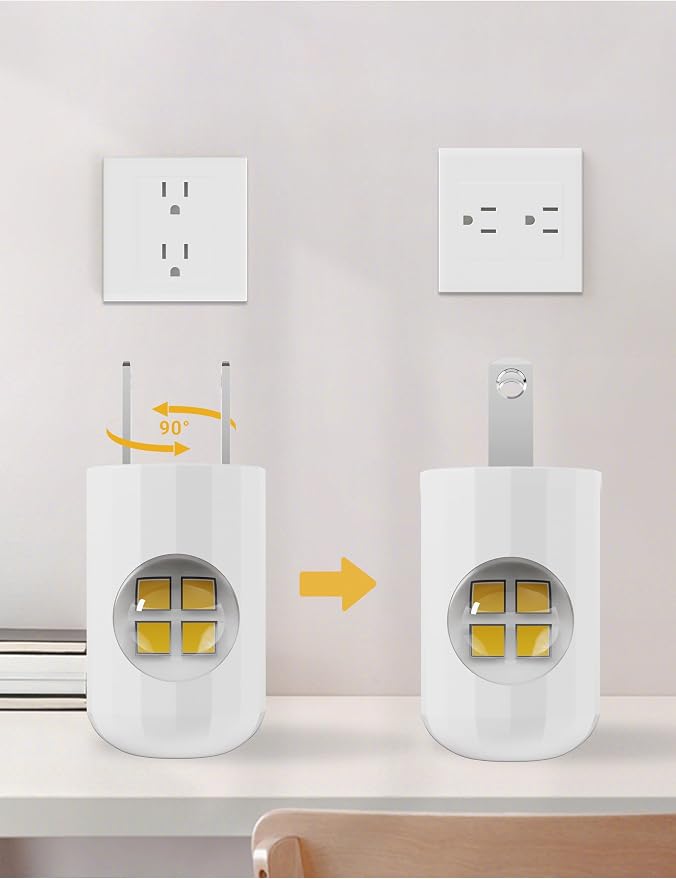 6 Pack Mini LED Night Light Plug in Wall - Dusk to Dawn Auto On/Off, 5000K Daylight 100 Lumen, 360° Adjustable Lighting for Bedroom, Bathroom, Stairs, Kids Room, Hallway