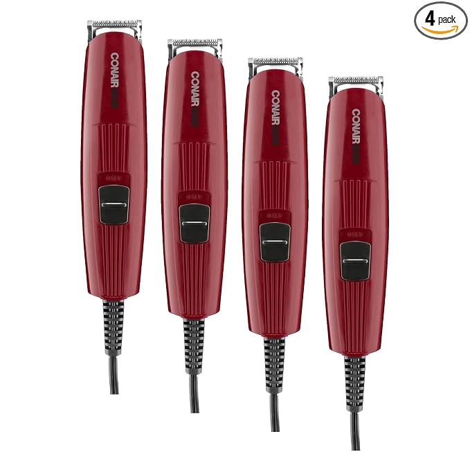 ConairMAN Beard Trimmer for Men Includes Nose & Ear Hair Trimmer and 5-Position Comb Attachment, 4 piece Men's Grooming Kit, Corded (Pack of 4)