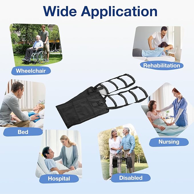 Transfer Sling for Seniors, Gait Belt for Elderly & Disabled, Patient Medical Aid Lift Assist with Handle Anti-Slip Pad Seatbelt, Mobility Lifting Strap for Home Bed Wheelchair Floor Device