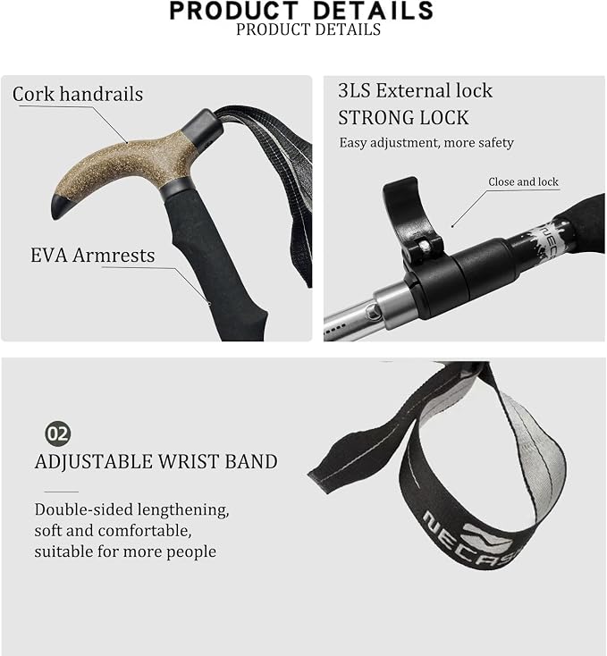 Walking Cane-Foldable, Adjustable,Collapsible Walking Canes for Men&Women,Heavy Duty All Terrain Tip,with Travel Bag-Walking Sticks for Seniors&Adults[Black] Trekking Poles Hiking Walking Stick