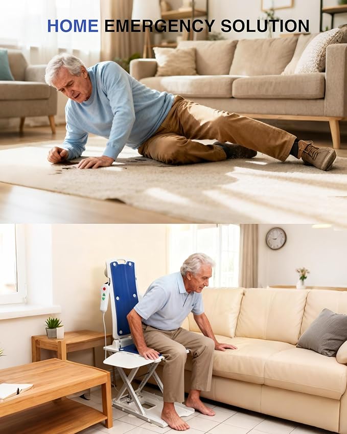 Electric Chair Lift - Floor Lift for Elderly Falls, IPX8 Waterproof Bath Lift, Support Up to 300 LBS, Chair Lift Assist Devices for Seniors, Suitable for Bathtub, Bathroom, Bedroom, Living Room