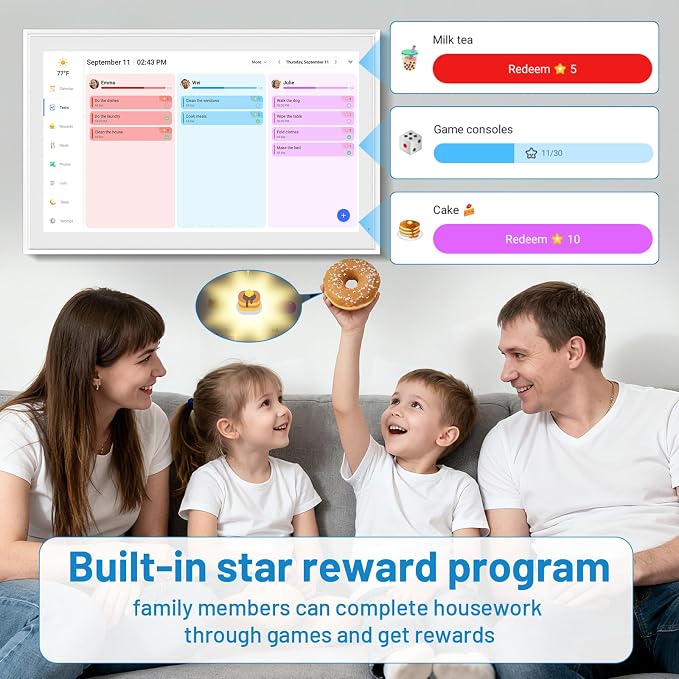21.5" Smart Wall Calendar 2026 Planner & Chore Chart, Touchscreen