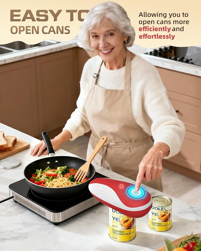 Rechargeable Electric Can Opener with Replaceable Blade & Smooth Edge | One Touch Automatic Can Opener with Magnetic Lid Pickup, Cordless Kitchen Gadget for Seniors, Arthritis, Weak Hands