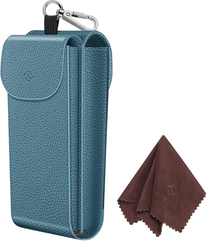 FINTIE Double Glasses Case with Carabiner Hook, Portable Vegan Leather Eyeglass Case Anti-scratch Sunglasses Pouch