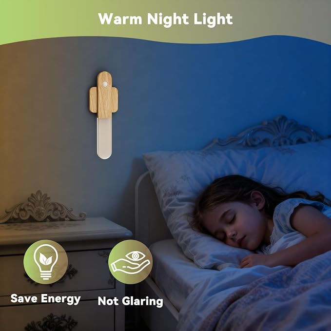 Motion Sensor Light Indoor - Wireless Wall Light, lumi Light, Magnet Rechargeable Wall Sconces, Portable Night Lights, LED Lights for Closet, Bathroom (Beech 3PCS)