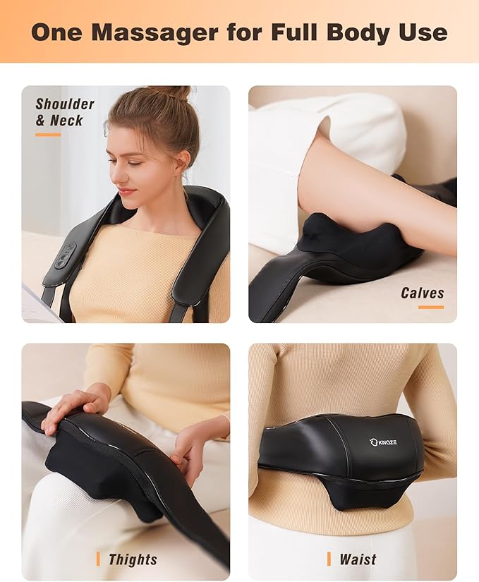Neck and Shoulder Massager with Heat, Cordless Back and Neck Massager, Upgraded Graphene Heating, 4D Shiatsu Deep Kneading Massage for Shoulder, Back,Leg,Pain Relief, Portable Gifts for Dad Mom Friend