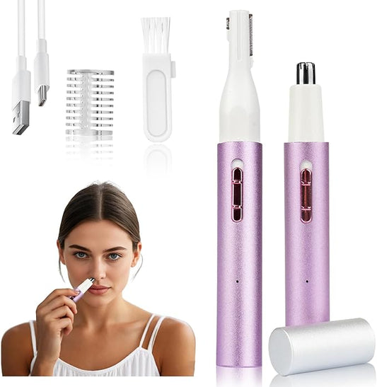 2026 Rechargeable Nose & Ear Hair Trimmer, Dual-Edge Blade Electric Clipper for Women Men, Facial & Eyebrow Hair Removal Tool, Powerful Motor, Painless, Easy to Clean (Multicolor)