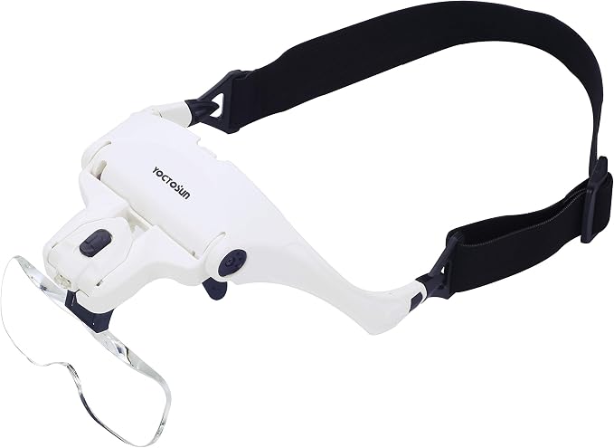 YOCTOSUN Magnifying Glasses with Light, LED Head Magnifier with 5 Lenses, Headband, Storage Case, Hands Free Lighted Head Magnifying Visor for Close Work Hobby Crafts