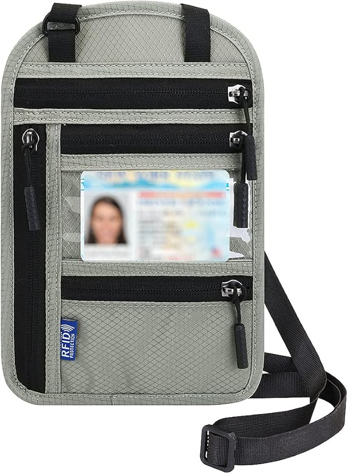 Neck Wallet Lightweight RFID Blocking Waterproof Travel Pouch Passport Wallets for Women Men