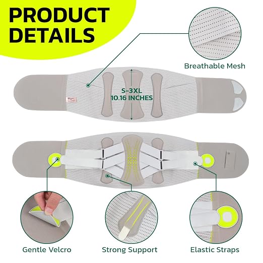 aoFIT Back Brace for Lower Back Pain Relief with 360-Degree Biochemical Hug Support, Back Support Belt for Men and Women, Soft Breathable Fabric Lumbar Support for Herniated Disc, Sciatica S