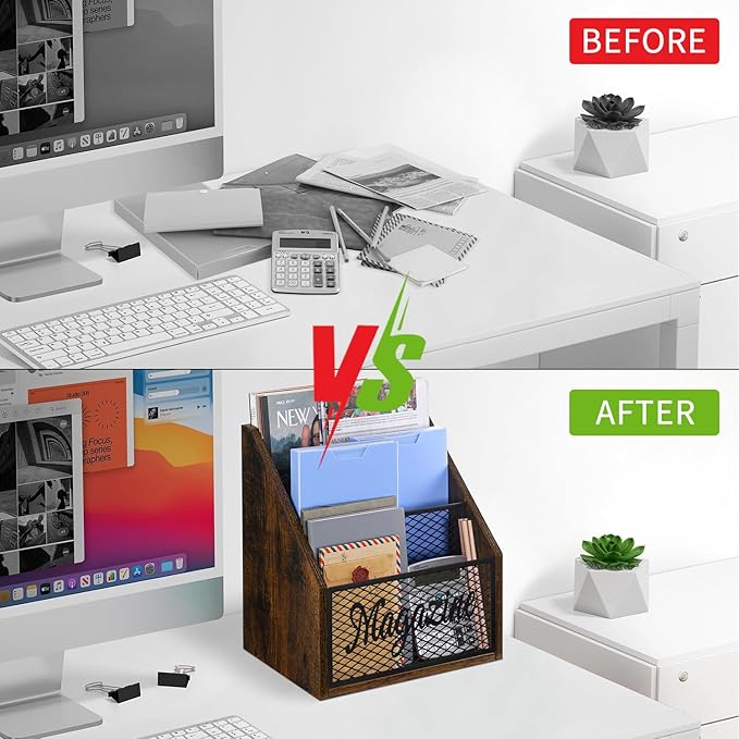 YINMIT Magazine Holder, Stepped 3 Tier Magazine Rack Floor, Magazine Storage Basket, Folder Organizer Bin for Magazines,Books,Newspapers,Tablets