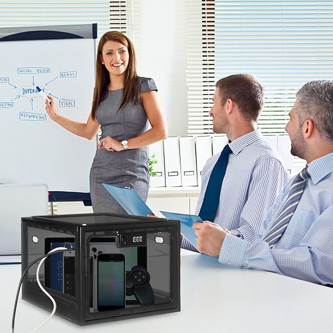 Lalifebuss Medicine Lock Box, 2 Pack Medication Lockable Container for Refrigerator Food Safe Locking Box Tablet Phone Locked Box for Kitchen Home School and Office Safety