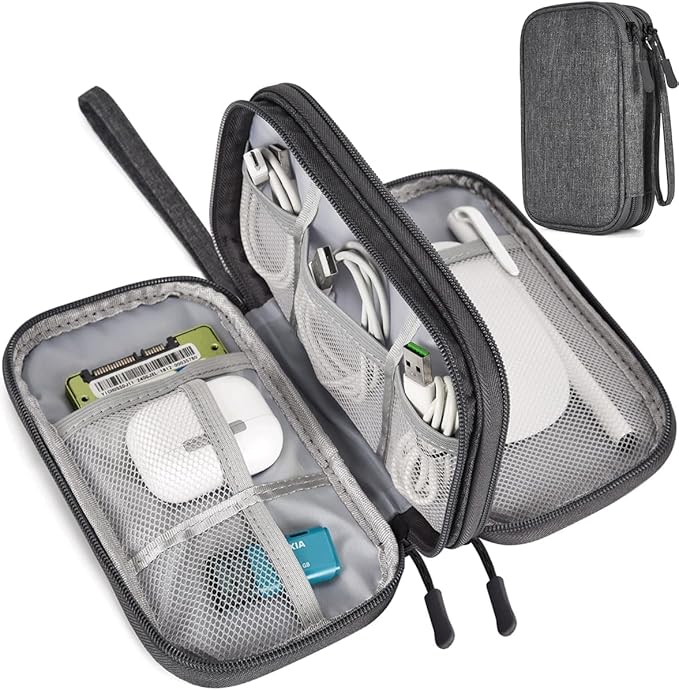 Electronic Organizer Travel Cable Accessories Bag, Electronic Organizer Case, Waterproof Electronic Accessories Organizer Bag for Power Bank, Charging Cords, USB Cable (Dark Gray)