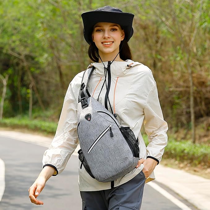MOSISO Small Sling Bag for Men, Crossbody Shoulder Chest Daypack Bag | Sling Backpack for Casual Travel Hiking