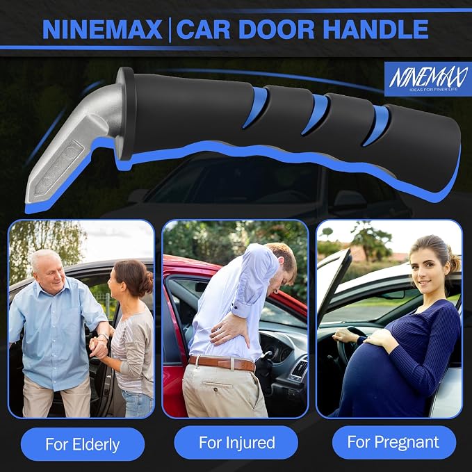 NINEMAX Car Door Handle for Elderly, Car Handle Assist (1 pc with Strap) | Portable Vehicle Entry Assist, No-Slip Grip for Seniors, Lightweight Car Cane Design, Fits Most Vehicles