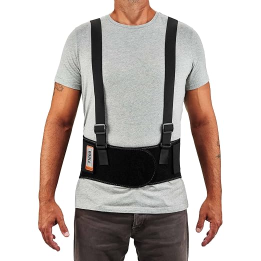 Ergodyne - 11103 ProFlex 1600 Back Support Brace, 9" Extended Support, High Cut Front For Mobility, Medium,Black