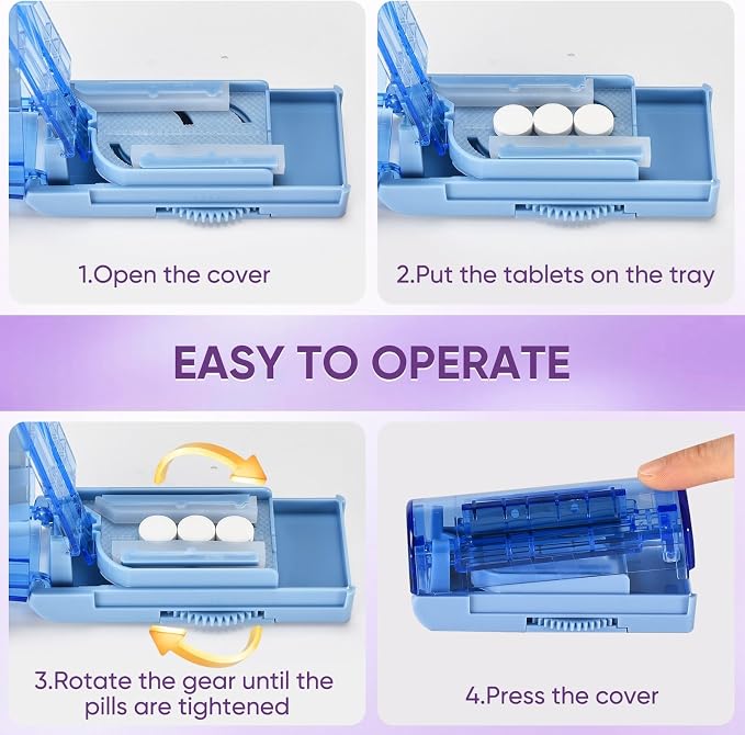 Multiple Pill Cutter for Small or Large Pills, Adjustable Pill Splitter for Multi Tablets, Stainless Steel Cutting Blade and Blade Guard