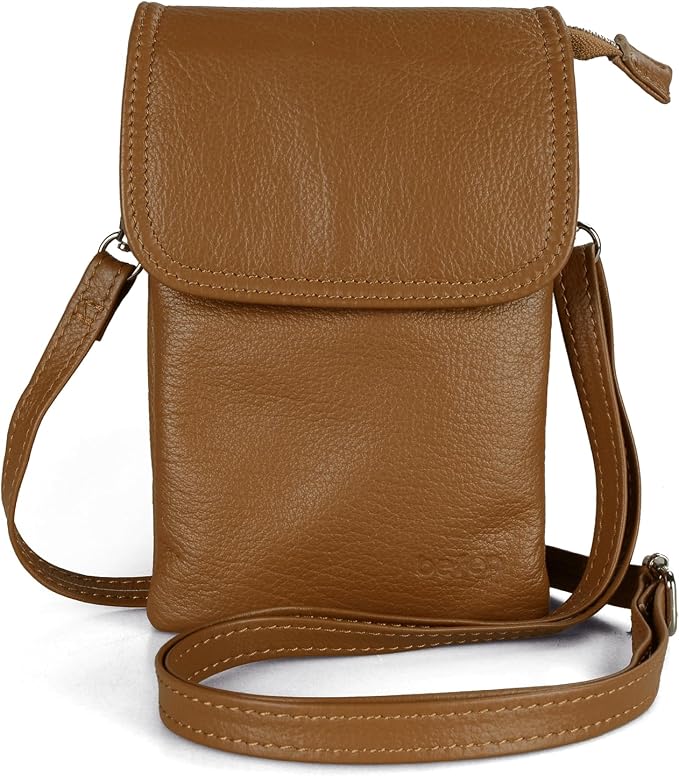 befen Genuine Leather Small Crossbody Bags for Women Cell Phone Travel Bag | Soft Real Leather, Adjustable Shoulder Strap, Card Slots, Compact Size, Daily Travel Shopping Outing Use, Phone Purse