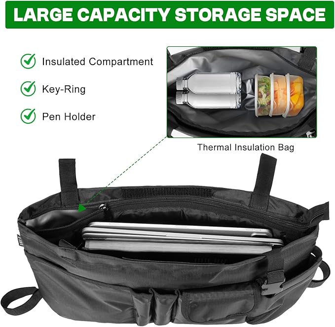 ANILD Walker Bag Basket with Cup Holder, Foldable Walker Bag for Folding Walker Accessories for Seniors Elderly, Walker Storage Bag with Large Capacity