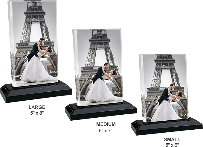 HB Art Design Personalized CRYSTAL Glass Print with Wood Stand Upload your Photo Custom Acrylic Rectangle Shape Custom Photo Print Personalized House Warming Gift LARGE- 5 x 8 inches