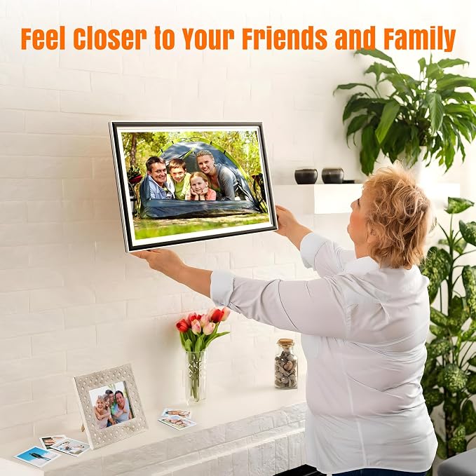 KPKUE Smart WiFi Digital Picture Frame - 15.6-inch Full HD Touchscreen, 64GB Electronic Photo Frame Wall Mountable for Home Decor, Supports USB&SD Card, Share Precious Memories via Frameo App Anywhere