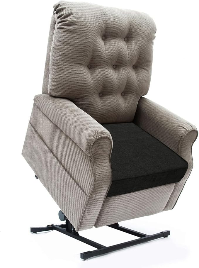 BUYUE Chair Lifting Cushion for Elderly 20" x 20" x 3", Friendly Woven Fabric High-Density Foam Recliner Chair Pad Couch Armchair Seat Cushion, Black