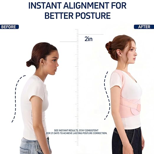 Back Brace Posture Corrector for Women and Men Full Support for Posture Correction & Scoliosis Hunchback Corrector de Postura para Hombre y Mujer Upper Thoracic Back Straightener Pink, Medium